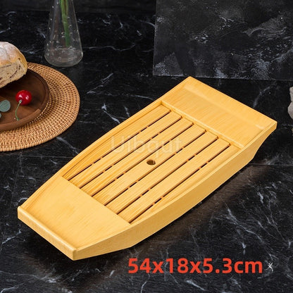 Black red sushi sashimi boat ice food seafood plate salmon sashimi tray Creative Japanese food container sushi barrel decor boat