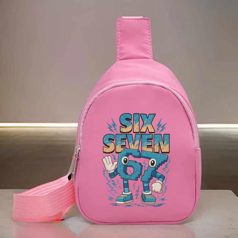 Kids Lightweight Single Shoulder Crossbody Bag Funny Italian Brainrot Meme 6 7 Mini Bag Six Seven Memes Children's Chest Bag