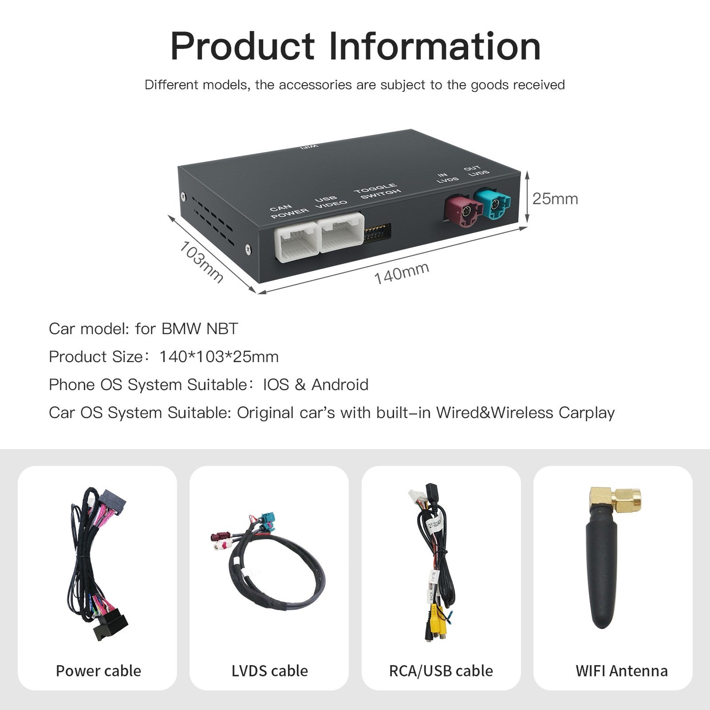Wireless CarPlay for BMW NBT System 1 2 3 4 5 6 7 Series X1 X3 X4 X5 X6 MINI F56 F15 F16 F25 F26 F48 F01 F10 F22 F20 F30 F32