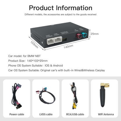 Wireless CarPlay for BMW NBT System 1 2 3 4 5 6 7 Series X1 X3 X4 X5 X6 MINI F56 F15 F16 F25 F26 F48 F01 F10 F22 F20 F30 F32