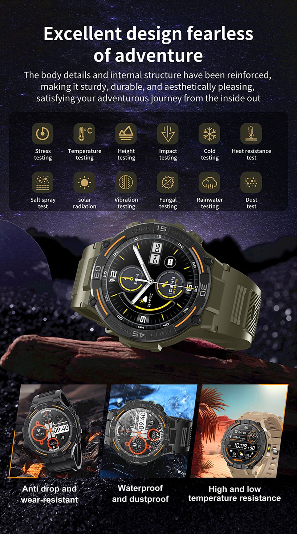 Smartwatch Militar de Outdoor 2025 Novo GPS Display Ultra HD de 1.52" Chamada Bluetooth Frequência Cardíaca IP69K À Prova D'água AI Smartwatch Masculino