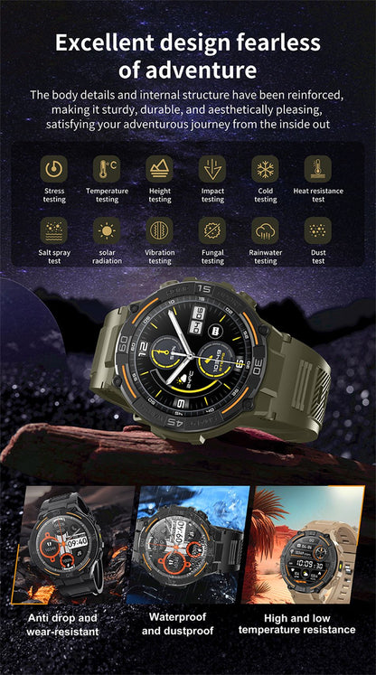 Smartwatch Militar de Outdoor 2025 Novo GPS Display Ultra HD de 1.52" Chamada Bluetooth Frequência Cardíaca IP69K À Prova D'água AI Smartwatch Masculino