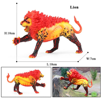 Oenux Simulação Dinossauro Dragão Tartarugas Touro de Fogo Orangotango Golem de Magma Modelo Animal Figuras de Ação Coleção de PVC Brinquedo Infantil Presente