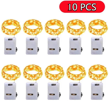 3/2/1m 10PCS Wholesale LED String Lights Copper Silver Wire Garland Light Fairy Lights Party Room Decoration Christmas Wedding