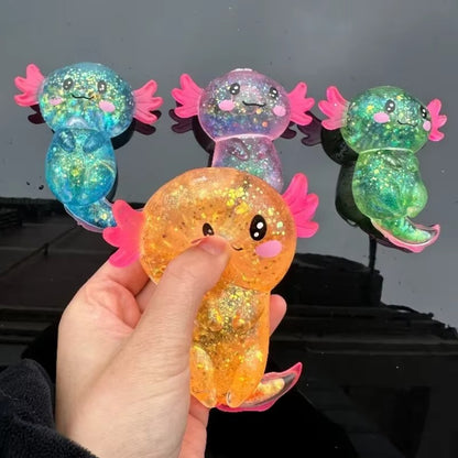 Glitter Salamander Maltose Fidgets Toys Squishy Malt Sugar Stretchy Axolotl Fun Squeeze Birthday Supplies Anti-Anxiety Gifts