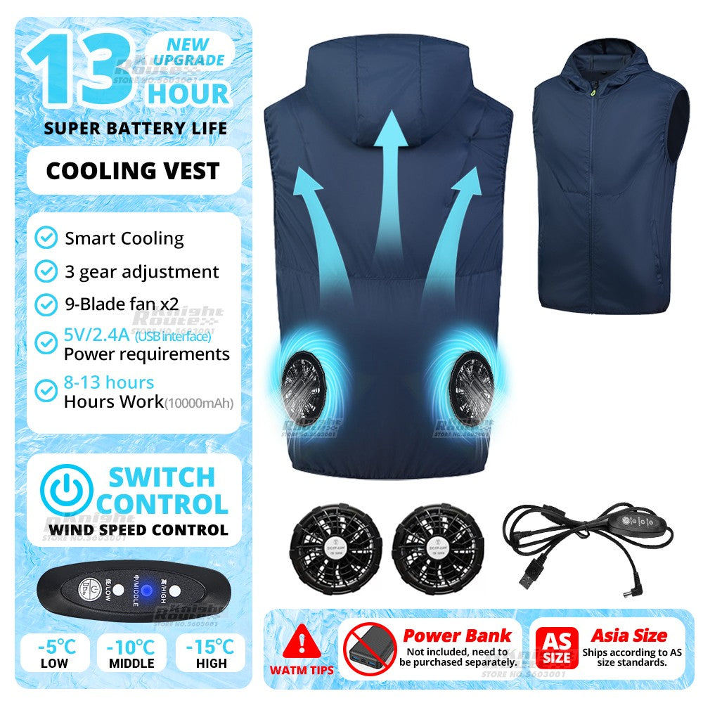 2024 Cool Vest Wearable Cooling Fan Vest Air-conditioned Clothes Cooling 13 Hours for High Temperature Work Fishing Vest Hiking