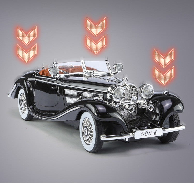 Simulação 1/24 Escala Benz 500K 1936 Clássico Modelo Carro Vintage Com Caixa de Exibição Presente de Aniversário Menino Coleção Miniatura Carro
