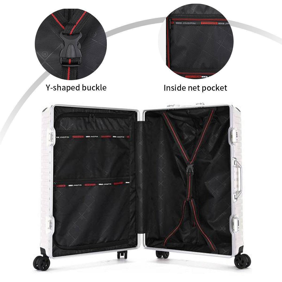 Mala de Viagem com Rodas 20 24 26 28 Polegadas Estrutura de Alumínio Mala de Viagem com Rodas USB com Rodas Cadeado de Combinação Bagagem de Mão