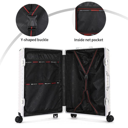 Mala de Viagem com Rodas 20 24 26 28 Polegadas Estrutura de Alumínio Mala de Viagem com Rodas USB com Rodas Cadeado de Combinação Bagagem de Mão