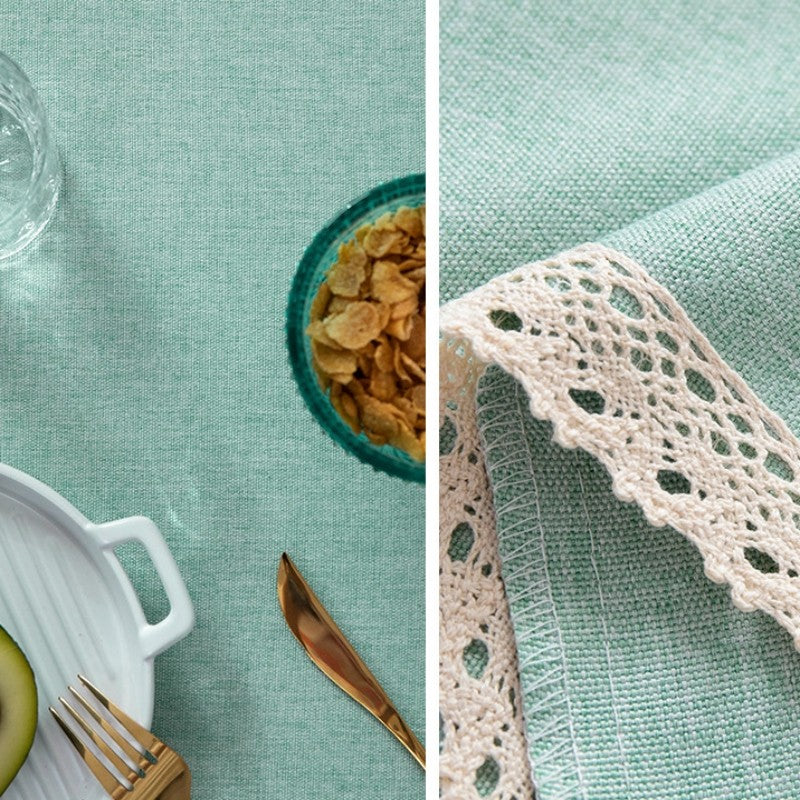 Large Round Tablecloth Solid Color Cotton Linen Waterproof Table Cloth Oil-Proof Table Cover for Kitchen Garden Restaurant