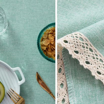 Large Round Tablecloth Solid Color Cotton Linen Waterproof Table Cloth Oil-Proof Table Cover for Kitchen Garden Restaurant