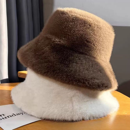 Hot Sale Fluffy Faux Fur Bucket Hats Women Warm Thick Plush Winter Hat Lady Fashion Fisherman Cap Korean Furry Bucket Hat Y2k