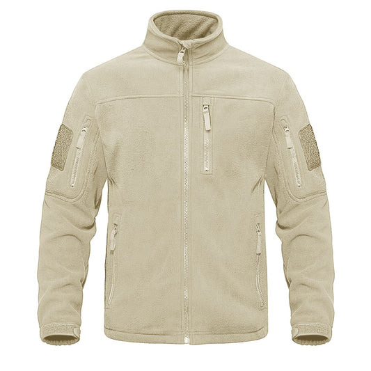 TACVASEN Full Zip Up Green Fleece Jacket Thermal Warm Work Coats Mens Zipper Pockets Jacket Hiking Training Outwear Windbreaker