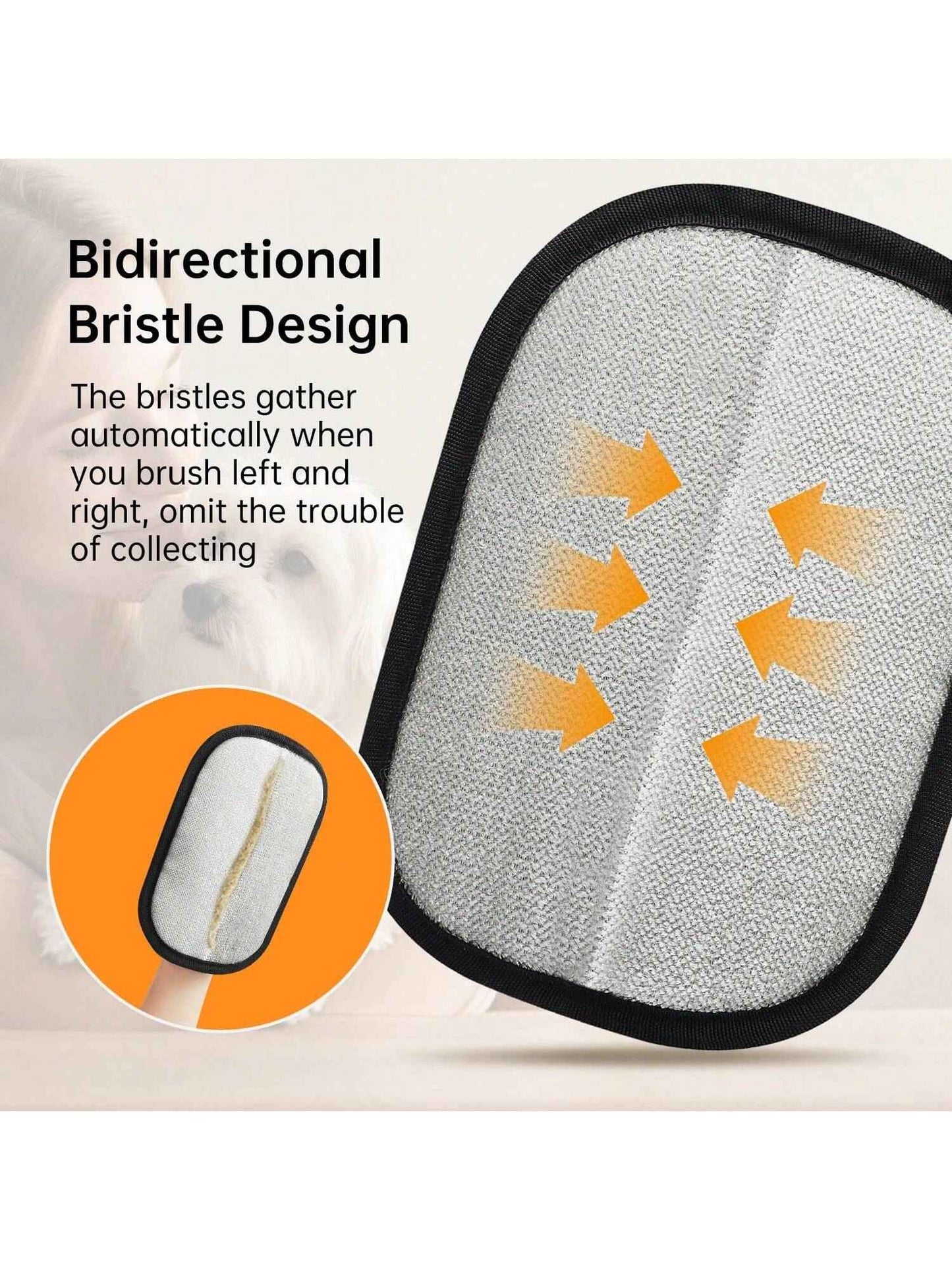 2 Piece Pet Hair Remover Gloves Against Static Charging, Both Side Foot Roll, Cat Hair Brush, Suitable For Carpet, Bed Linen, Cl