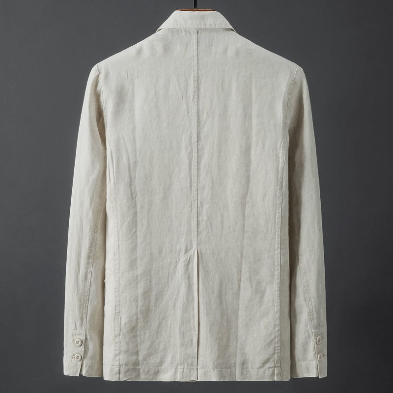 White Cotton Linen Suit Coat Men's Spring Summer Pure Color Slim Casual Business Thin Mens Blazer Jacket Comfortable Breathable