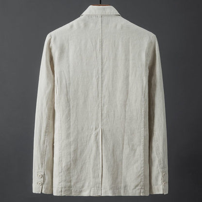 White Cotton Linen Suit Coat Men's Spring Summer Pure Color Slim Casual Business Thin Mens Blazer Jacket Comfortable Breathable