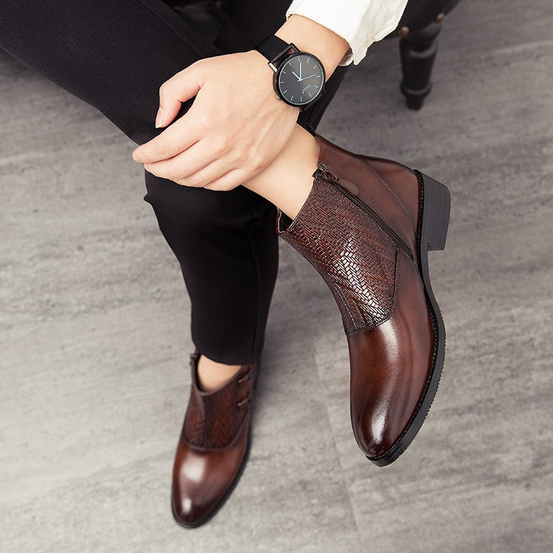 2025 Men's Fashion Chelsea Boots Comfortable Leather Upper Dry Inner Non-Slip Rubber Sole Casual Resistant Ankle Dress Boots