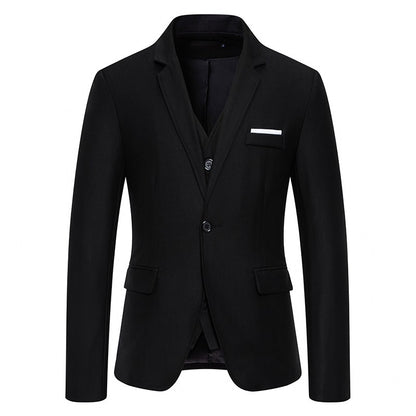 Blazer Men's Fashion Gentleman Solid Color Comfortable Business Color Match with Fake Two Wedding Casual Banquet Slim Suit
