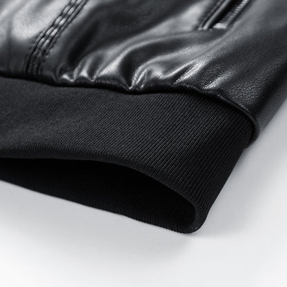 Leather Jacket Men Coats Windproof Oversized 6XL 7XL 8XL Plus Size Autumn Motorcycle Travel Fleece Black Zipper Winter Overcoat