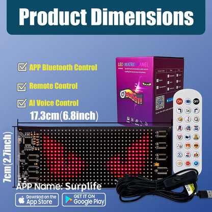 Motorcycle Screen Devil's Eye AI Voice Control LED Display USB Pixel Panel Lights APP Programmable Flexible RGB Matrix Screen