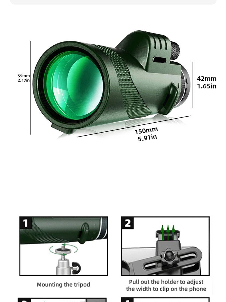 Telescópio Portátil Zoom HD 5000M Dobrável de Longa Distância Mini Potente para Caça Esportes Acampamento ao Ar Livre Viagem