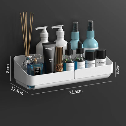 Rack de Conveniência para Banheiro Cozinha Prateleira Organizador de Maquiagem Cosméticos Shampoo Rack Prateleira de Chuveiro de Parede para Temperos Sem Perfuração