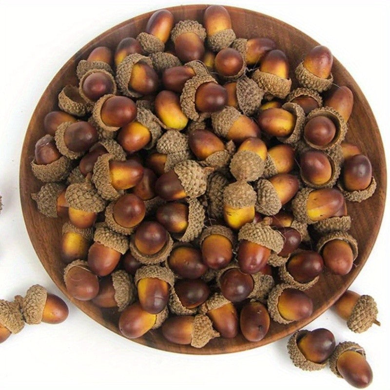 Realistic Artificial Acorns | Mixed Brown Tones Decor for DIY Crafts, Thanksgiving Halloween Christmas Home Party Decorations