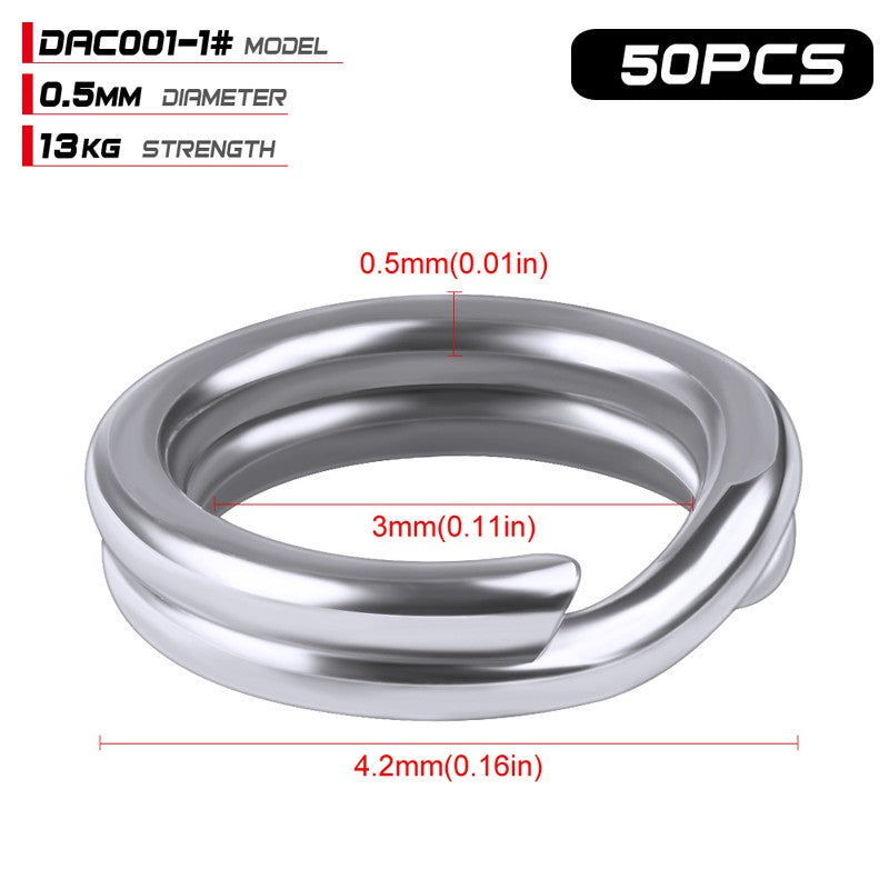 PROBEROS 50 Anéis Divididos para Pesca, Isca Rígida Crank, Prata, Aço Inoxidável 0#-12#, Acessórios Conectores de Pesca, Equipamento