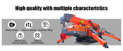 CE EPA Engine 3 Ton Spider Crane Full Hydraulic Telescopic Boom Mini Crawler Mobile 360° Rotating Spider Crane