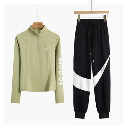 DRUR Yoga Set for Women 2 Piece Lightweight Loose Fit Sportswear Outfits Breathable Tops Pants Suit Running Clothes Autumn New