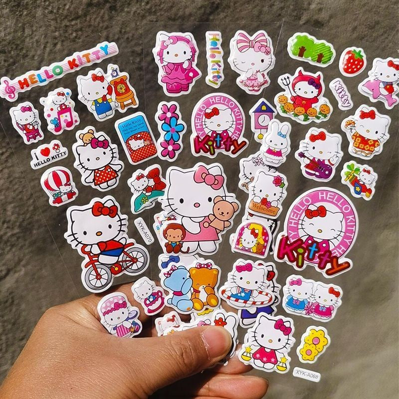 6/12pcs 3D Cartoon Kitty Puffy Stickers Sheets Kids Boys Girls Reward Bulk Assorted Scrapbook Stickers Party Favors Gifts DIY