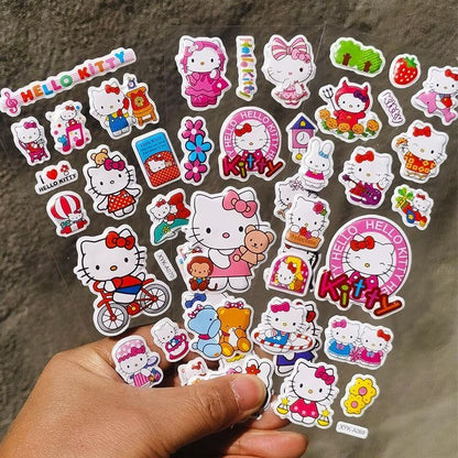 6/12pcs 3D Cartoon Kitty Puffy Stickers Sheets Kids Boys Girls Reward Bulk Assorted Scrapbook Stickers Party Favors Gifts DIY