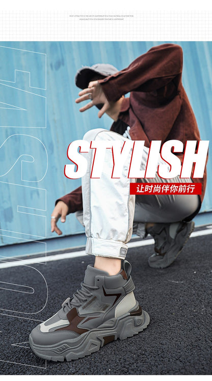 Fashion Thick Soled Men's Sneakers Height Increasing Shoes Casual Sports Shoes Versatile Men's Shoes Platform Skateboard Shoes