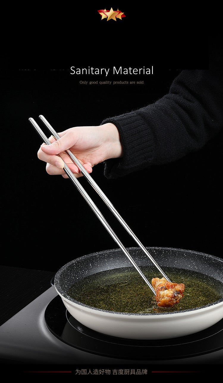 Certificação LFGB Hashis Ultra Longos para Fritura Profunda Aço Inoxidável 304 Isolamento Térmico Hashis para Hot Pot Talheres Antirrolamento