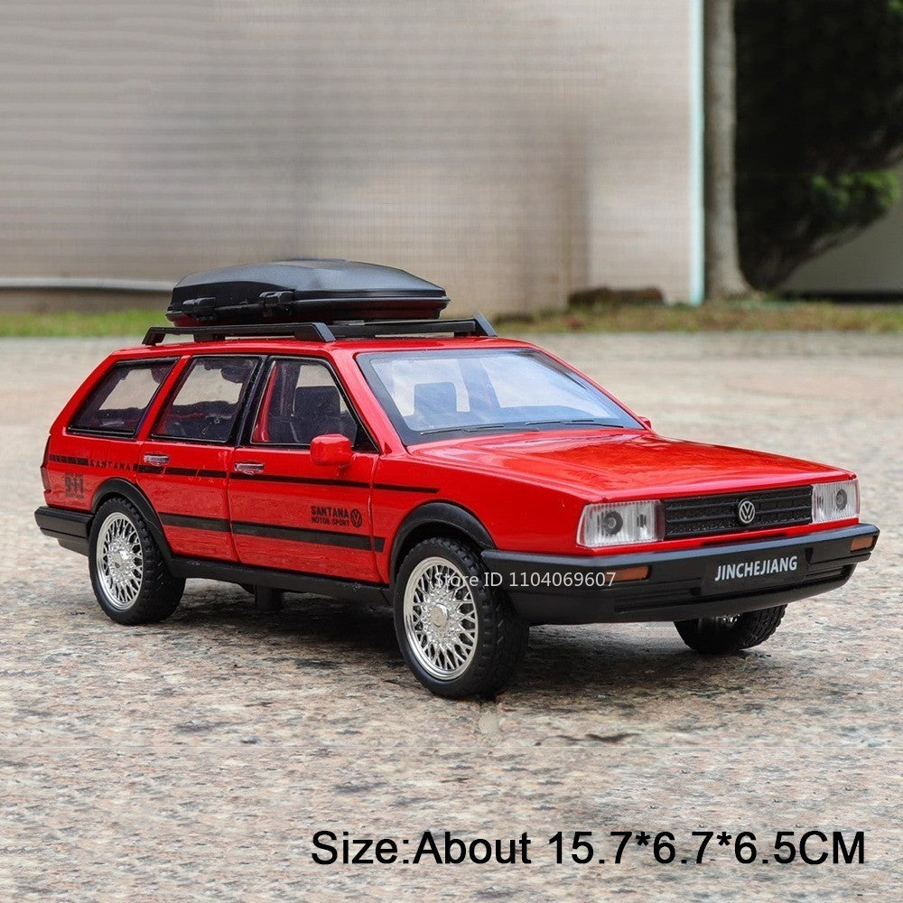 1:32 SANTANA Carros de Brinquedo em Miniatura de Liga Leve com Som, Luz e Portas que Abrem, Puxar para Trás, Veículos de Decoração para Presentes Infantis