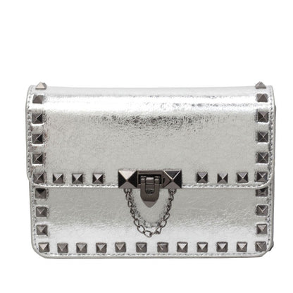 Rivet Small Shoulder Bags For Women Black Punk style Crossbody Bag Fashion Chain Flap Bag Leather Purses Designer Female Handbag