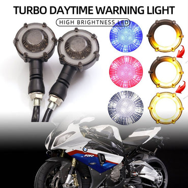 1Pair Motorcycle Round Halo Ring LED Turn Signal Light Dual Color DRL Driving Lamp Flowing Flashing Light Mini Indicator