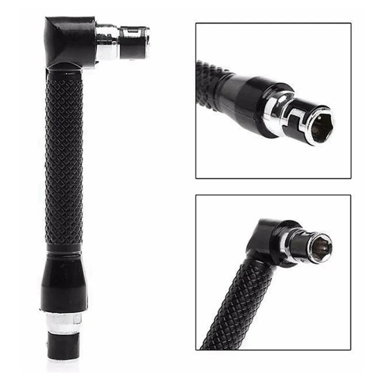 Chave de fenda hexagonal em L de 1/4 bits 90 graus de cabeça dupla preta 6,35 chave 10 peças fita amarela conjunto de ferramentas de chave de fenda