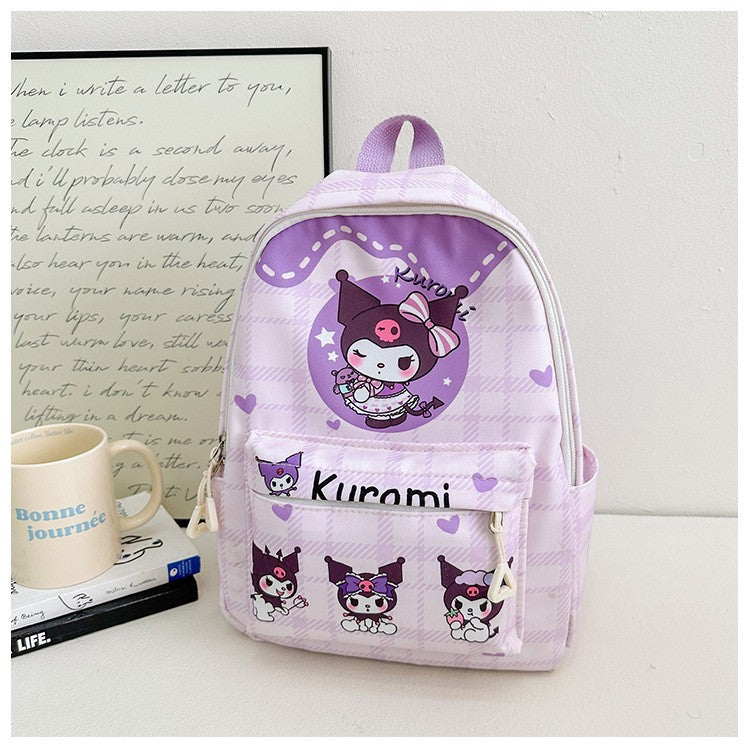 Mochilas Hello Kitty Kuromi Cinnamoroll com estampa de desenho animado fofo e leve para meninos e meninas do jardim de infância