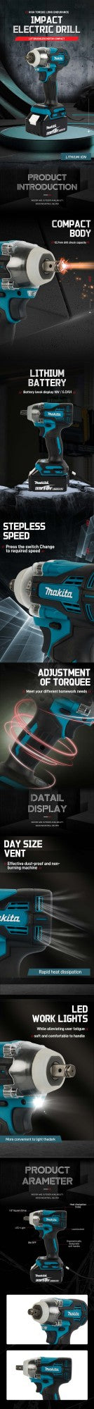 Makita TW004 Parafusadeira de Impacto Recarregável com Bateria Máquina Parafusadeira Elétrica Sem Escova Parafusadeira Elétrica Li-ion XGT oferta especial