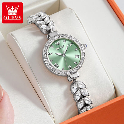 OLEVS 9971 Women Watch Luxury Brand Quartz Watch Fashion Unique Design Diamond Mermaid Bracelet Dress Watch Women Elegant Watch