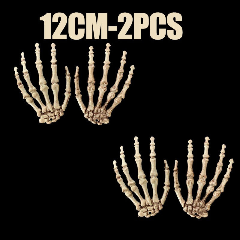 1 Pair Of Halloween Skeleton Hands Haunted House Bar Party Plastic Horror Props Dummy Hands Bones Halloween Scene Decor Supplies