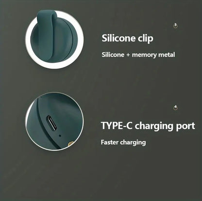 Portable silent mini bladeless electric fan, adjustable 3-speed suspended waist fan, rotating body fan, suitable for outdoor