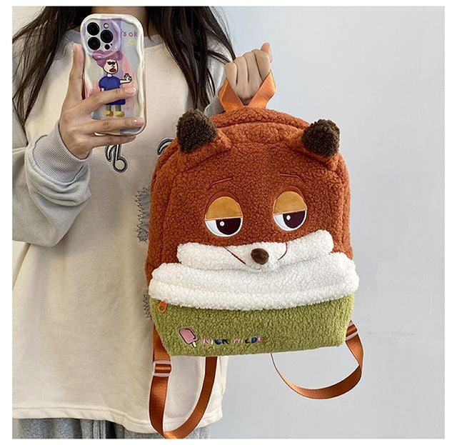 Mochila de pelúcia fofa Disney Nick e Judy, mochila de desenho animado ultraleve de grande capacidade, bolsa de boneca para estudantes, presente infantil