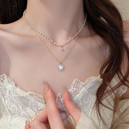 Colares com Pingente em Forma de Coração e Asas de Anjo Cor Prata Zircônia Cúbica 5A Estilo Minimalista Corrente na Clavícula Joias Femininas e para Meninas