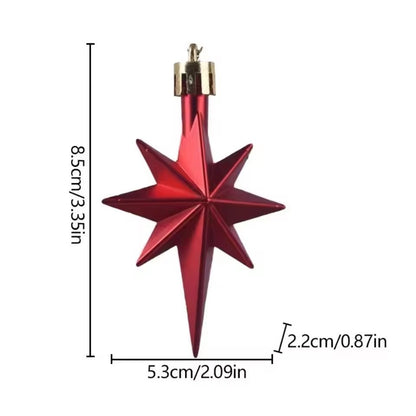 6/12pcs Plastic Christmas Hanging Ornaments Glittering Star Shaped Xmas Tree Pendant DIY Party Supplies Festival Decorations