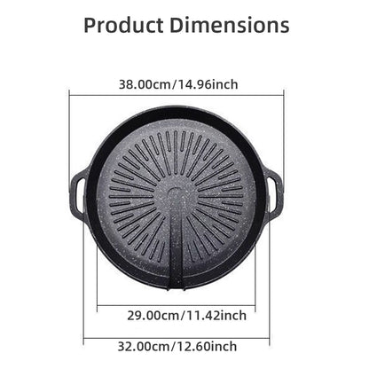 KOSUN Non-stick Barbecue Pan Stone Coated Cast Aluminum Korean Grill Pan Guipan Pot with Pour Mouth for Gas and Induction Stove