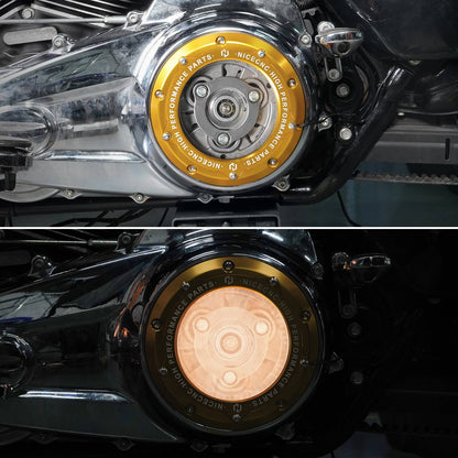 Para Harley Street Glide FLHX 2016-2023 Tampa de Embreagem Derby com Luz de LED Road King FLHR Road Glide FLTRX CVO Tri Glide Electra Glide