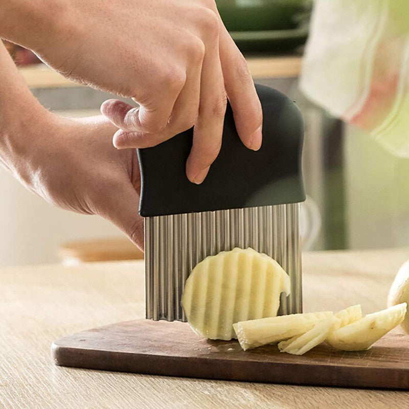 Cortador Ondulado de Batata Frita em Aço Inoxidável Fatiador de Batata Ferramentas Gadget de Cozinha para Fazer Batata Frita em Aço Inoxidável