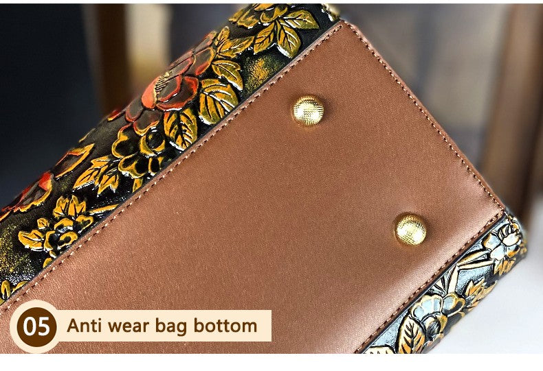 High-End Women's Large Capacity Crossbody Bag Light Luxury Camellia Relief Design Handbag for Stylish Storage